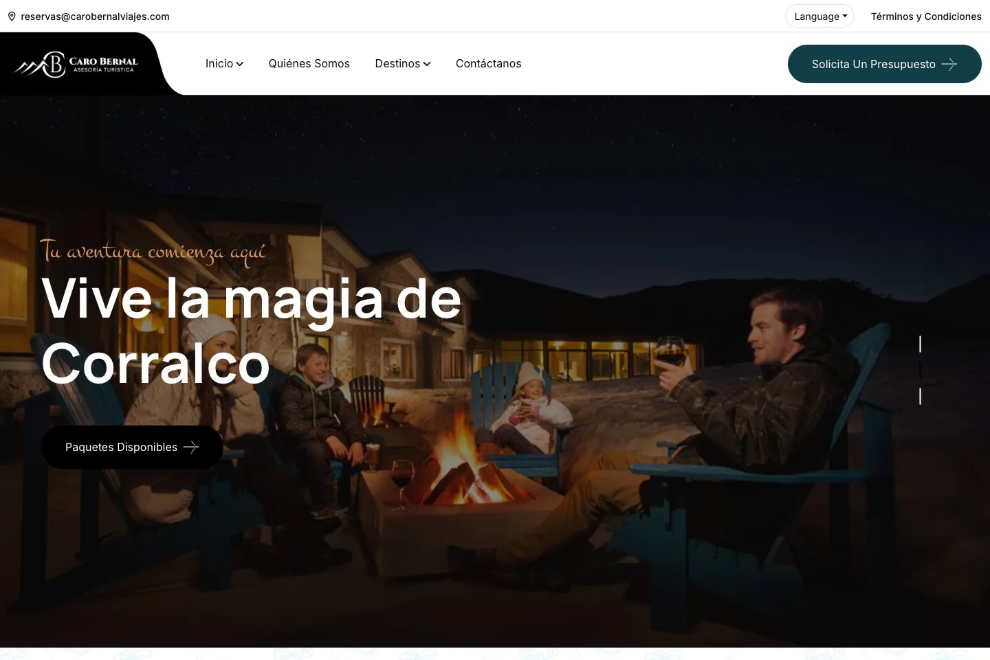 Sitio web de Caro Bernal Viajes, asesoría turística.