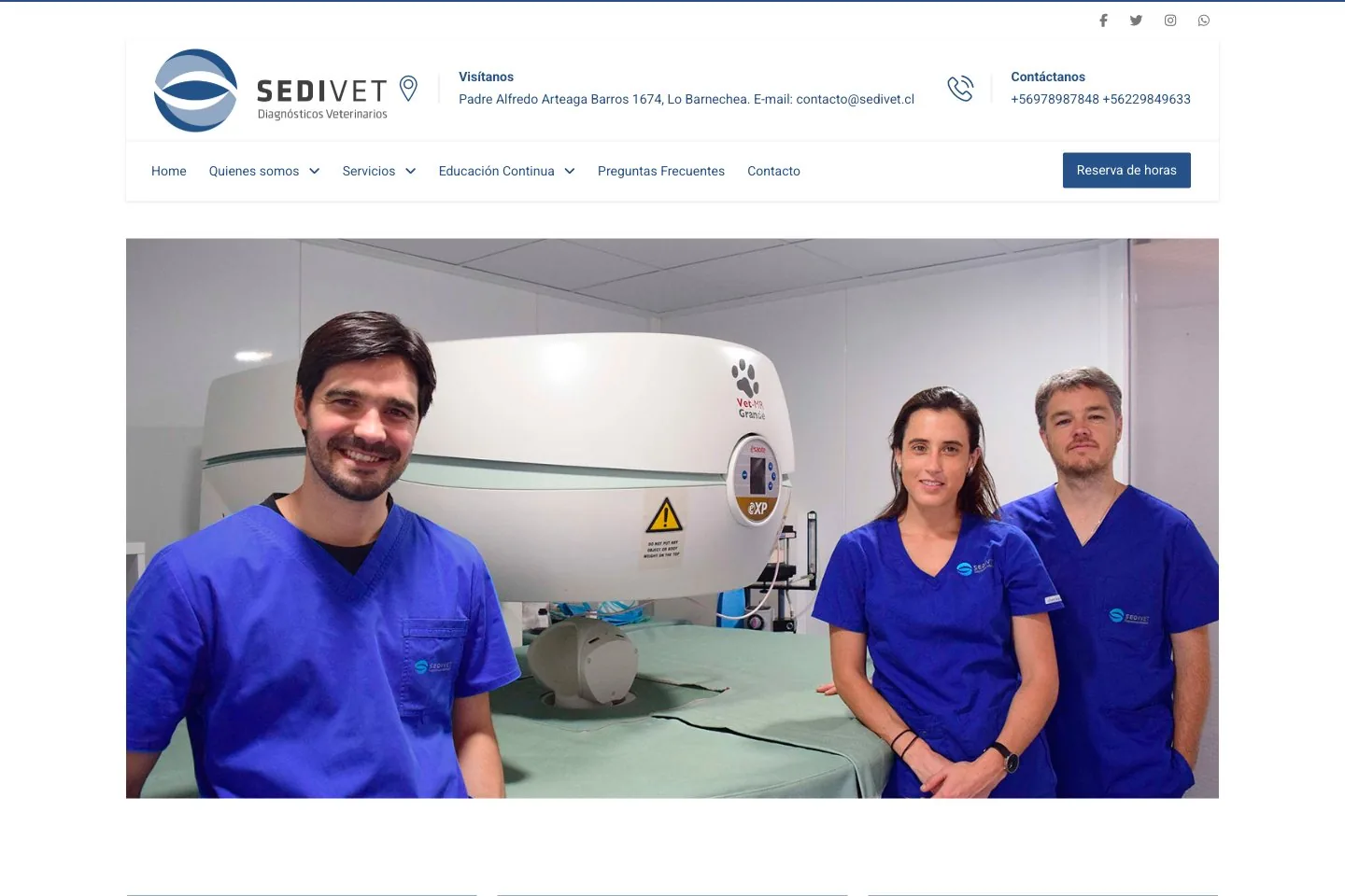 Sitio web de Sedivet, centro de diagnóstico veterinario.